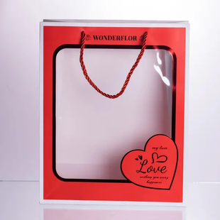 Набір подарункових пакетів з паперу Love з віконцем 12 шт 26&times;10&times;32 см HP-10359-18 HP-10359-18 фото