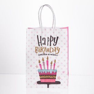 Набір подарункових пакетів з паперу 12 шт Happy Birthday 15&times;8&times;21 см Рожевий HP-10359-23PK HP-10359-23PK фото